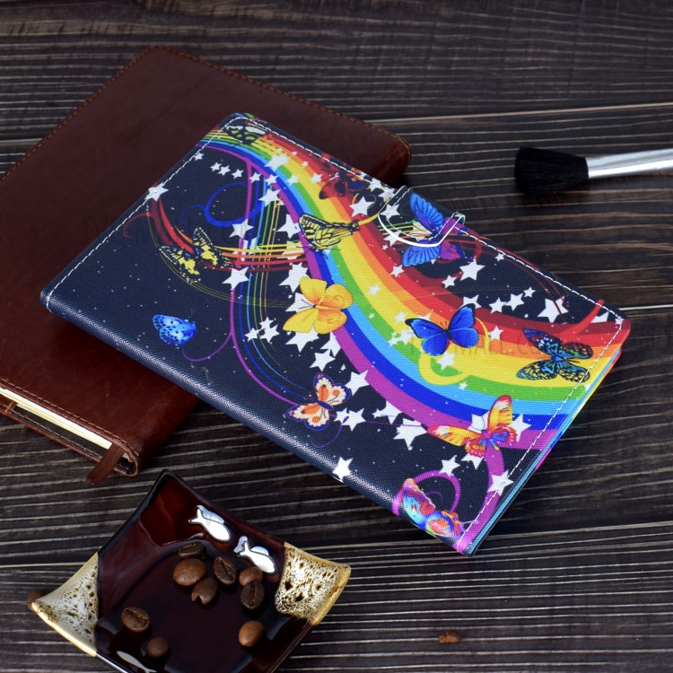 Stitching Design Pattern Printing Leather with Card Holder Tablet Cover for Huawei MatePad 10.4 (2020)/Honor V6 - Rainbow/Butterfly-9