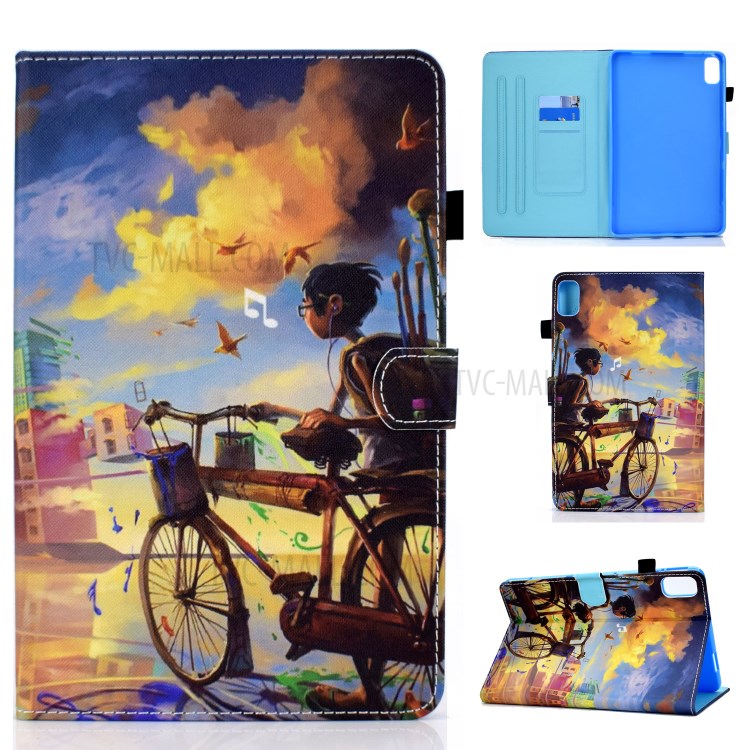 Stitching Design Pattern Printing Leather with Card Holder Tablet Cover for Huawei MatePad 10.4 (2020)/Honor V6 - Bike and Boy-1