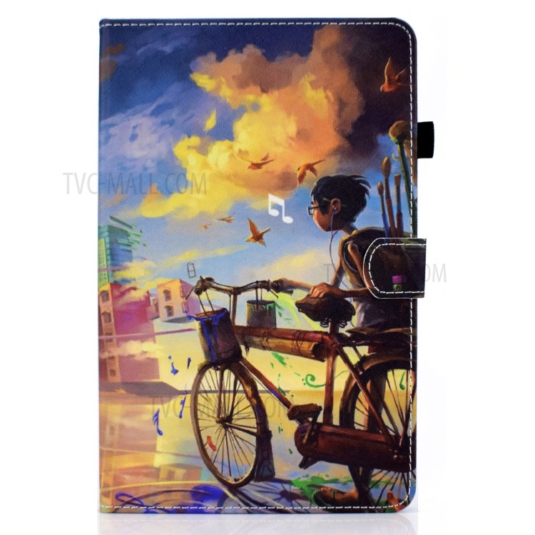 Stitching Design Pattern Printing Leather with Card Holder Tablet Cover for Huawei MatePad 10.4 (2020)/Honor V6 - Bike and Boy-2