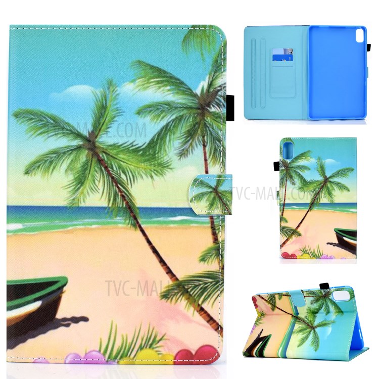 Stitching Design Pattern Printing Leather with Card Holder Tablet Cover for Huawei MatePad 10.4 (2020)/Honor V6 - Coconut-1