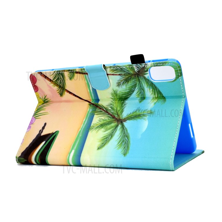Stitching Design Pattern Printing Leather with Card Holder Tablet Cover for Huawei MatePad 10.4 (2020)/Honor V6 - Coconut-4