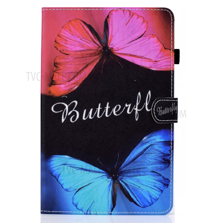 Stitching Design Pattern Printing Leather with Card Holder Tablet Cover for Huawei MatePad 10.4 (2020)/Honor V6 - Red and Blue Butterflies-2