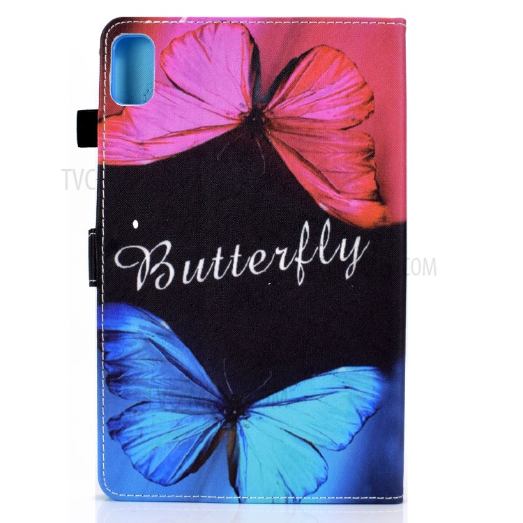 Stitching Design Pattern Printing Leather with Card Holder Tablet Cover for Huawei MatePad 10.4 (2020)/Honor V6 - Red and Blue Butterflies-3