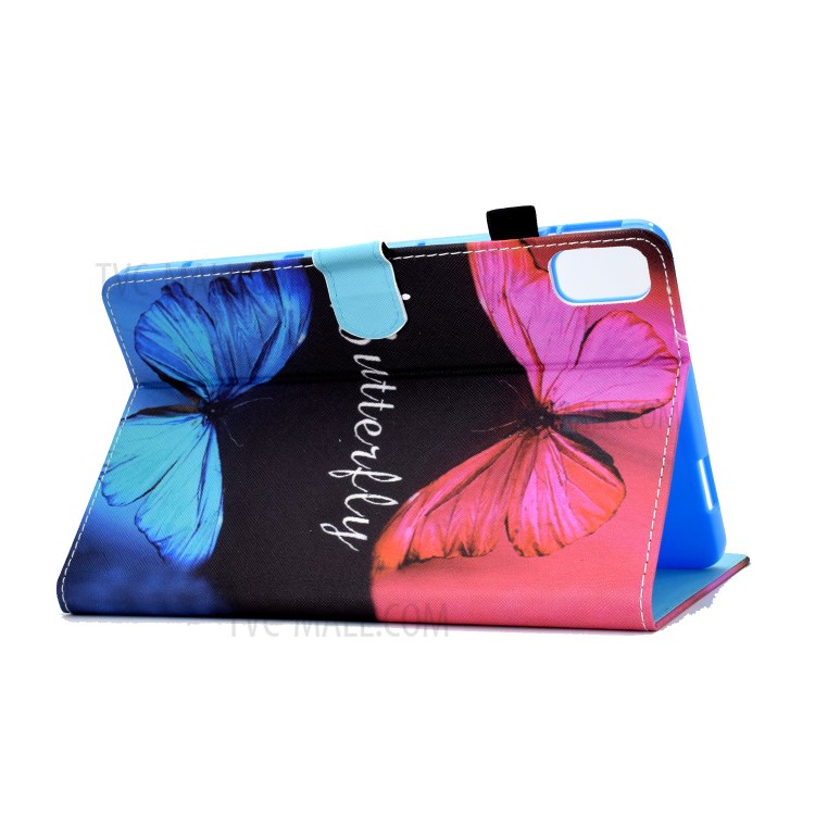 Stitching Design Pattern Printing Leather with Card Holder Tablet Cover for Huawei MatePad 10.4 (2020)/Honor V6 - Red and Blue Butterflies-4