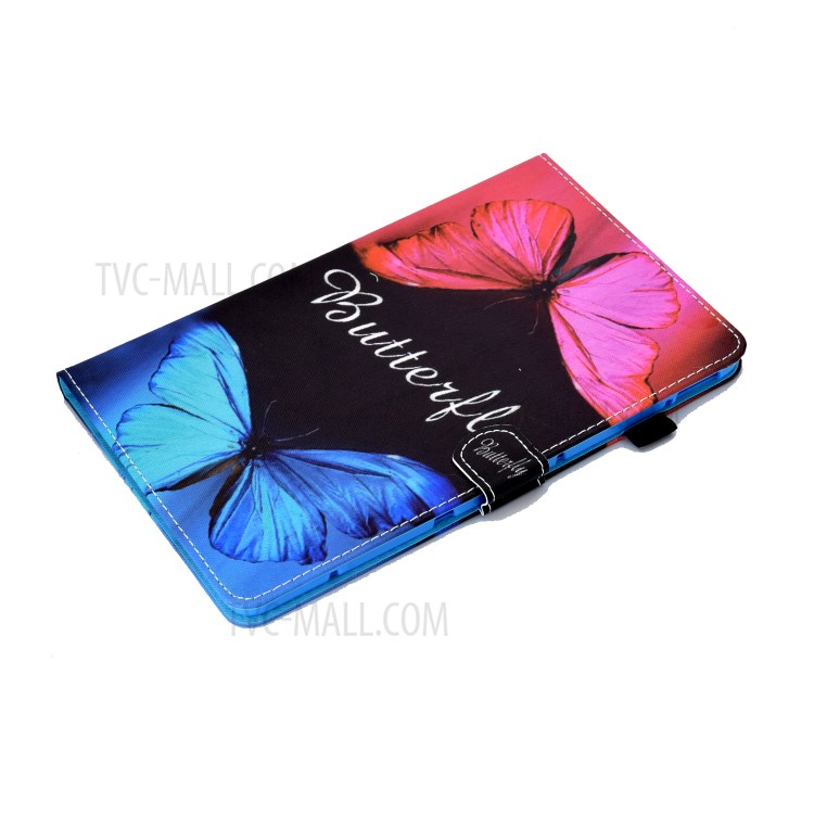 Stitching Design Pattern Printing Leather with Card Holder Tablet Cover for Huawei MatePad 10.4 (2020)/Honor V6 - Red and Blue Butterflies-5