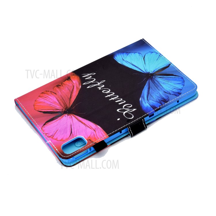 Stitching Design Pattern Printing Leather with Card Holder Tablet Cover for Huawei MatePad 10.4 (2020)/Honor V6 - Red and Blue Butterflies-6