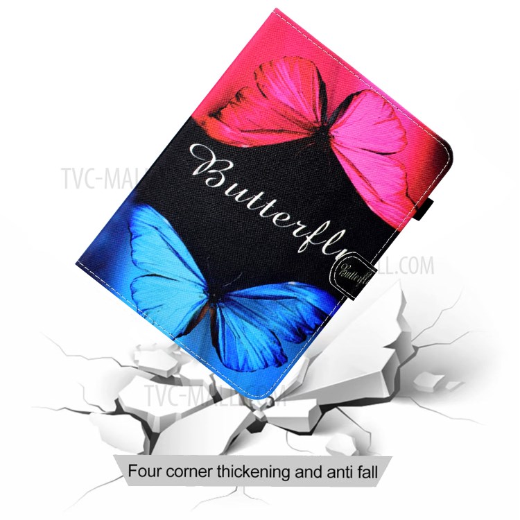 Stitching Design Pattern Printing Leather with Card Holder Tablet Cover for Huawei MatePad 10.4 (2020)/Honor V6 - Red and Blue Butterflies-7