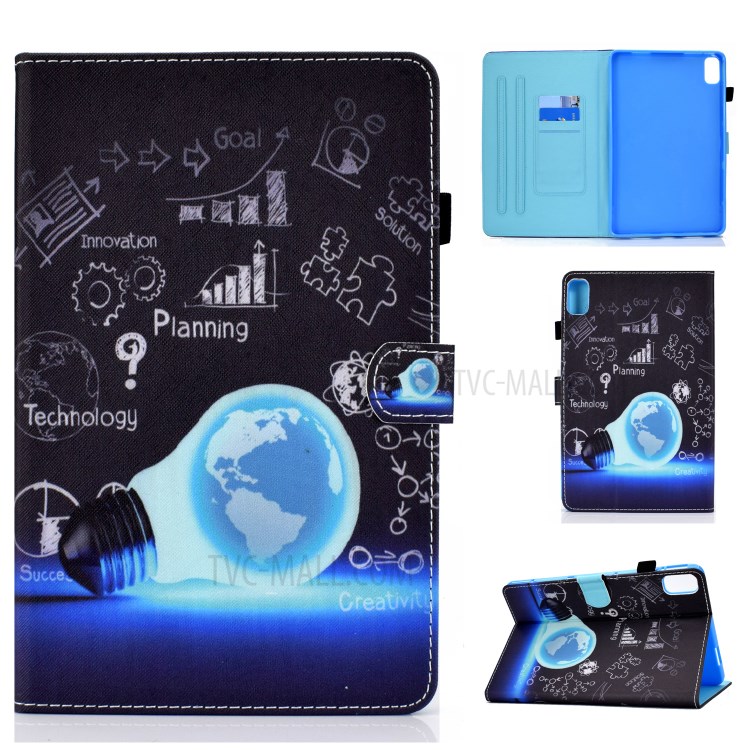 Stitching Design Pattern Printing Leather with Card Holder Tablet Cover for Huawei MatePad 10.4 (2020)/Honor V6 - Light Bulb-1