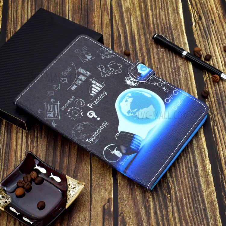 Stitching Design Pattern Printing Leather with Card Holder Tablet Cover for Huawei MatePad 10.4 (2020)/Honor V6 - Light Bulb-8