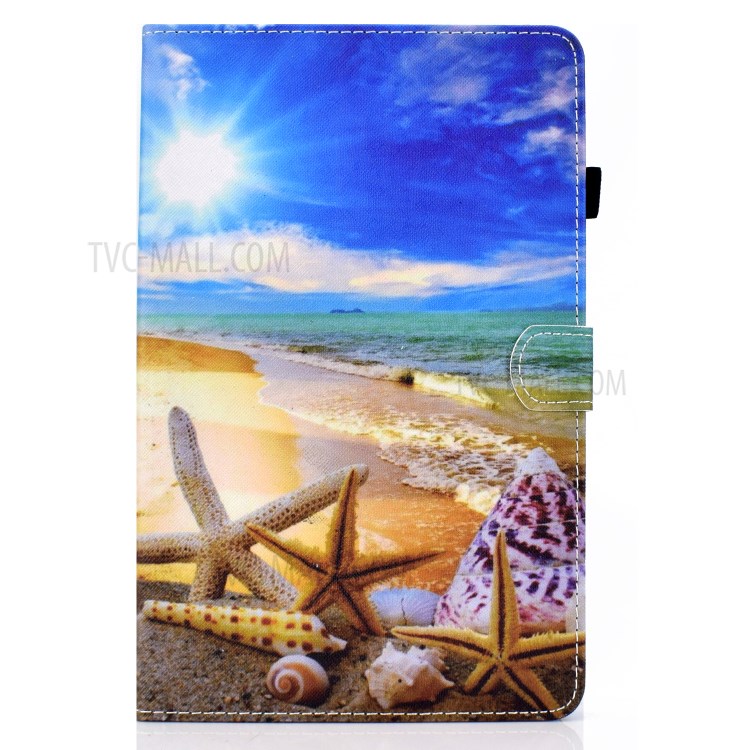 Stitching Design Pattern Printing Leather with Card Holder Tablet Cover for Huawei MatePad 10.4 (2020)/Honor V6 - Sea Shell-2