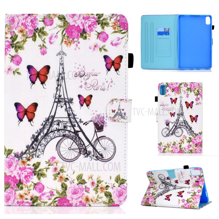 Stitching Design Pattern Printing Leather with Card Holder Tablet Cover for Huawei MatePad 10.4 (2020)/Honor V6 - Eiffel Tower-1