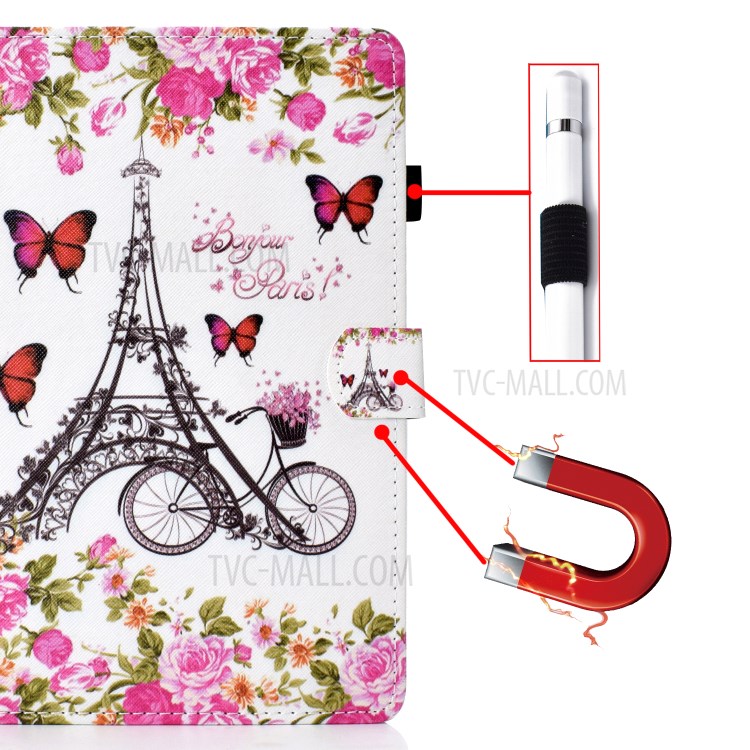 Stitching Design Pattern Printing Leather with Card Holder Tablet Cover for Huawei MatePad 10.4 (2020)/Honor V6 - Eiffel Tower-7