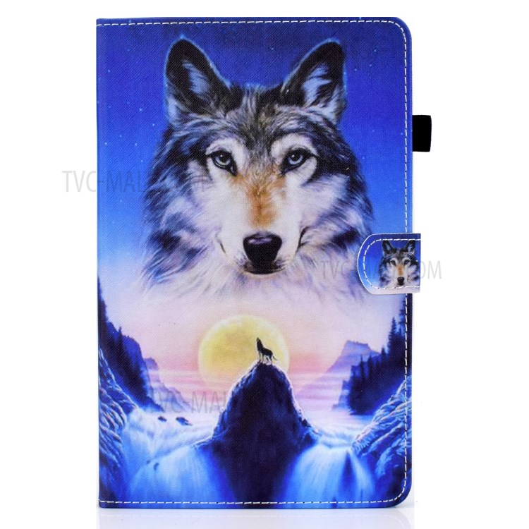 Stitching Design Pattern Printing Leather with Card Holder Tablet Cover for Huawei MatePad 10.4 (2020)/Honor V6 - Wolf under the Moon-2