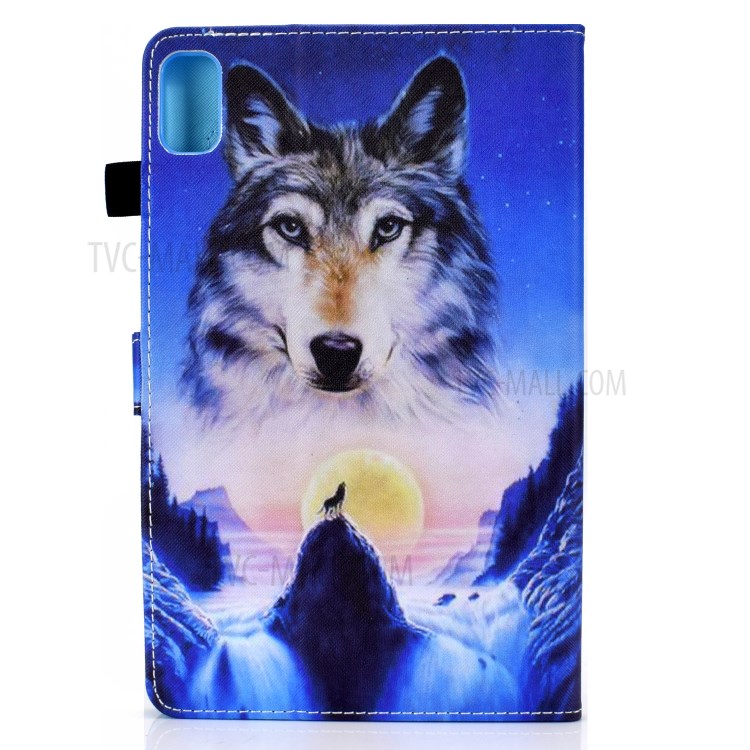 Stitching Design Pattern Printing Leather with Card Holder Tablet Cover for Huawei MatePad 10.4 (2020)/Honor V6 - Wolf under the Moon-3