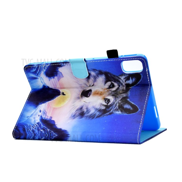 Stitching Design Pattern Printing Leather with Card Holder Tablet Cover for Huawei MatePad 10.4 (2020)/Honor V6 - Wolf under the Moon-4
