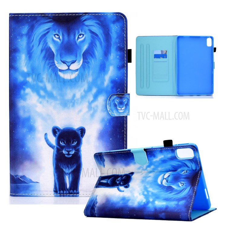 Stitching Design Pattern Printing Leather with Card Holder Tablet Cover for Huawei MatePad 10.4 (2020)/Honor V6 - Lion-1