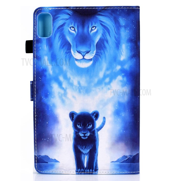 Stitching Design Pattern Printing Leather with Card Holder Tablet Cover for Huawei MatePad 10.4 (2020)/Honor V6 - Lion-3