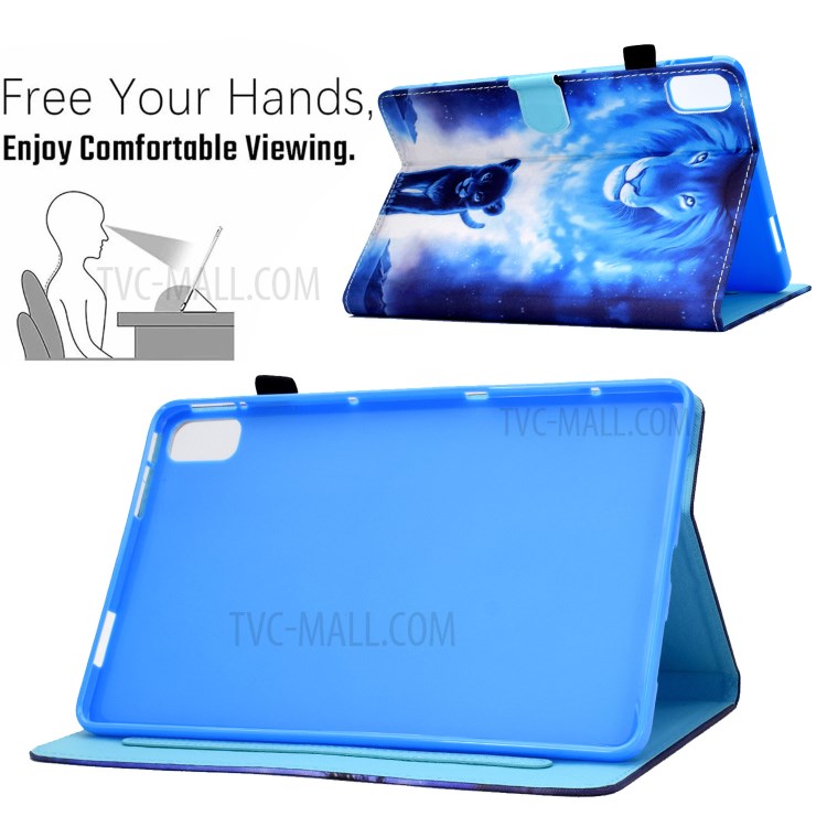 Stitching Design Pattern Printing Leather with Card Holder Tablet Cover for Huawei MatePad 10.4 (2020)/Honor V6 - Lion-5