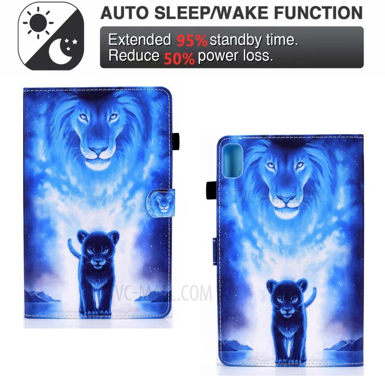 Stitching Design Pattern Printing Leather with Card Holder Tablet Cover for Huawei MatePad 10.4 (2020)/Honor V6 - Lion-6
