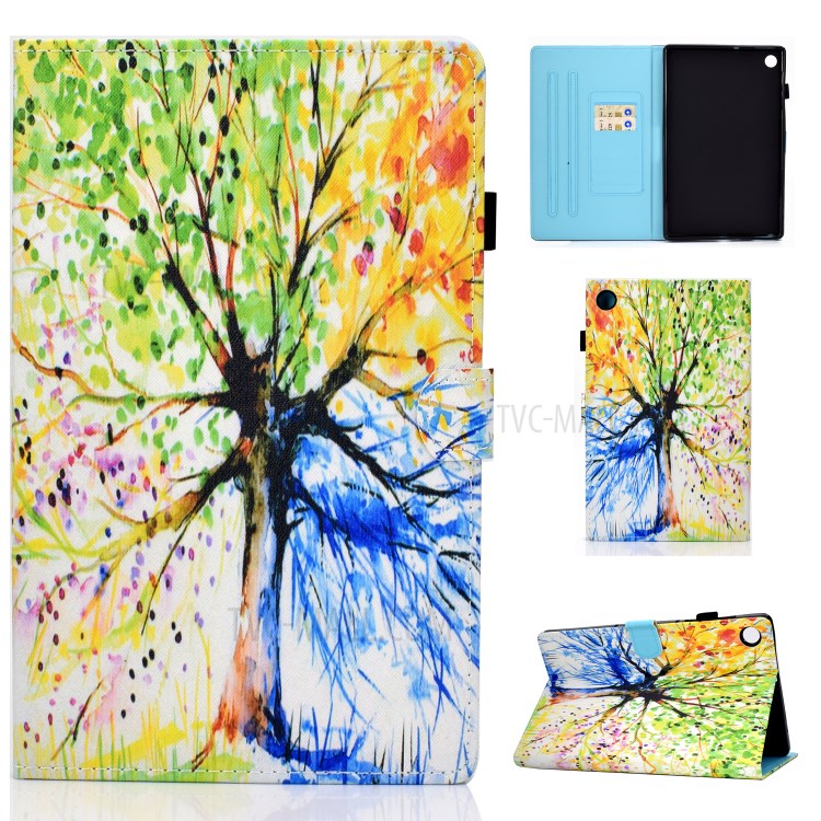Stitching Leather with Card Holder Tablet Cover with Pattern Printing for Huawei MatePad T10/T10S - Life Tree-1