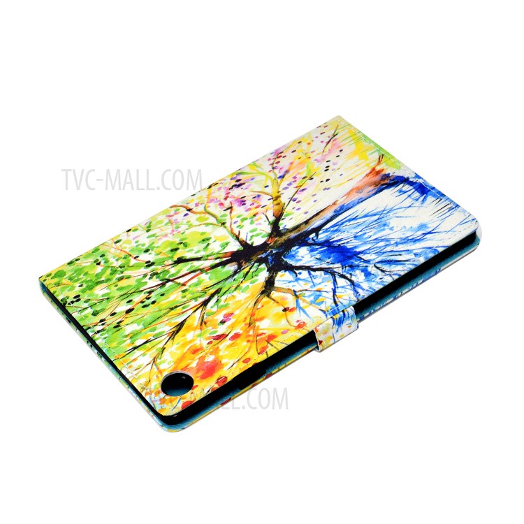 Stitching Leather with Card Holder Tablet Cover with Pattern Printing for Huawei MatePad T10/T10S - Life Tree-6