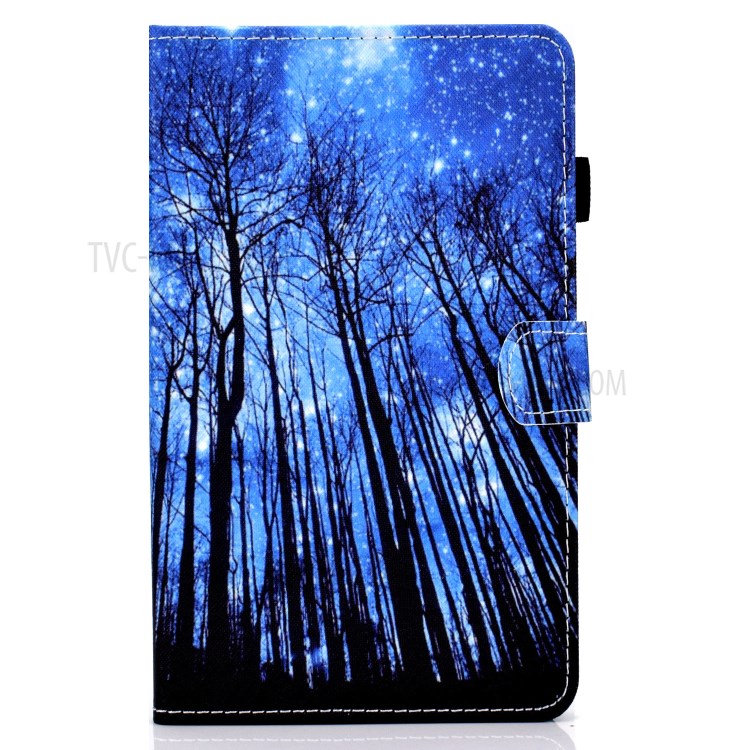 Stitching Leather with Card Holder Tablet Cover with Pattern Printing for Huawei MatePad T10/T10S - Blue/Trees-2
