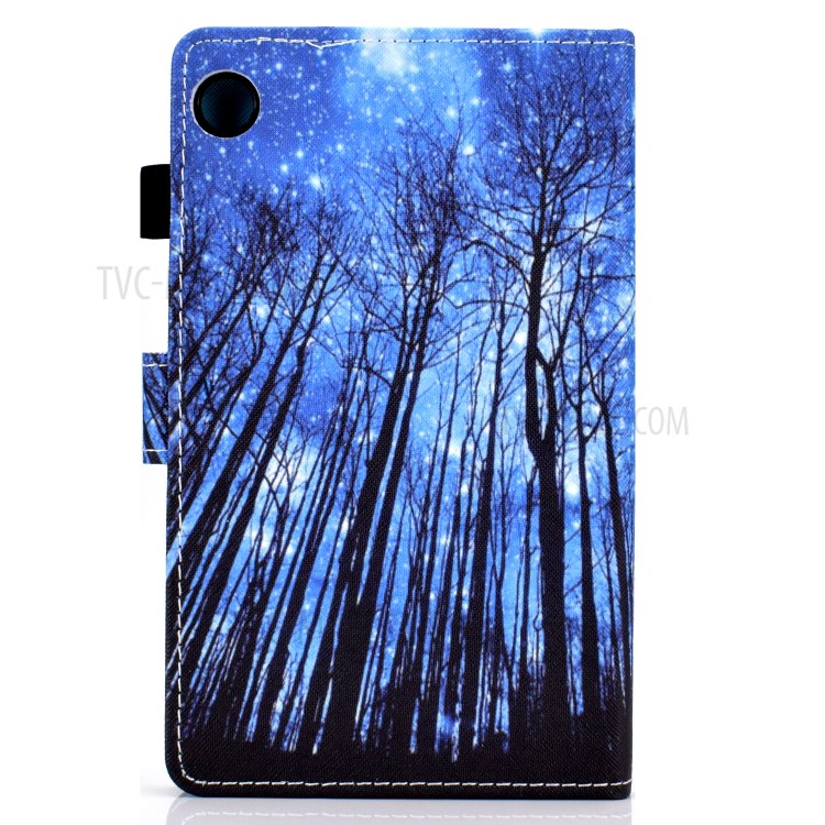 Stitching Leather with Card Holder Tablet Cover with Pattern Printing for Huawei MatePad T10/T10S - Blue/Trees-3