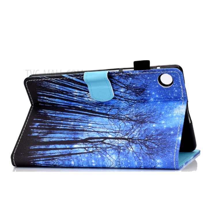Stitching Leather with Card Holder Tablet Cover with Pattern Printing for Huawei MatePad T10/T10S - Blue/Trees-6