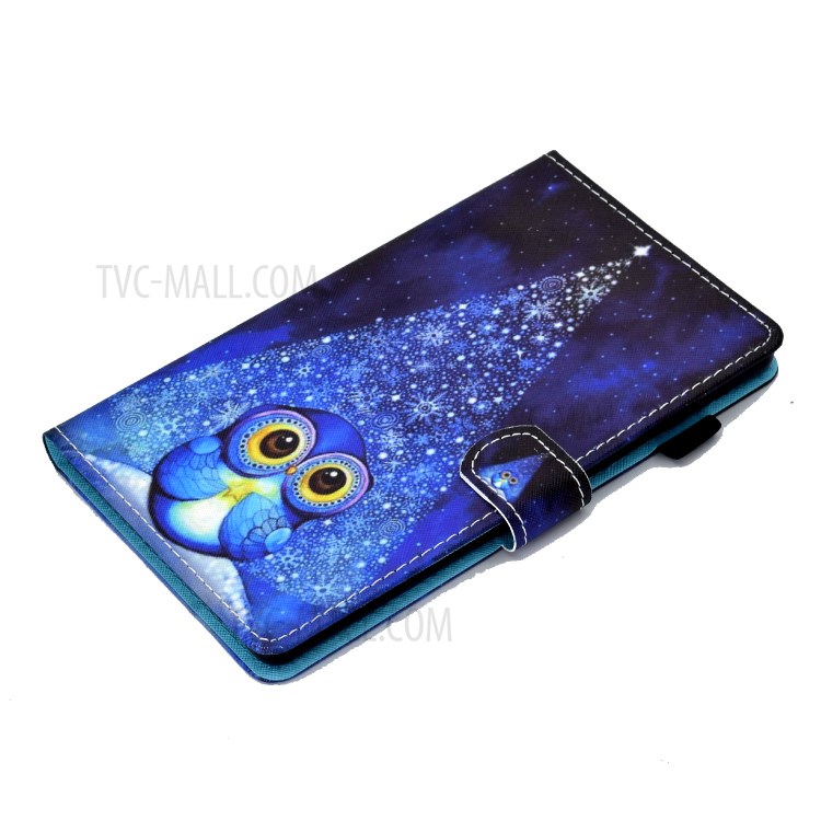 Stitching Leather with Card Holder Tablet Cover with Pattern Printing for Huawei MatePad T10/T10S - Blue Owl-4