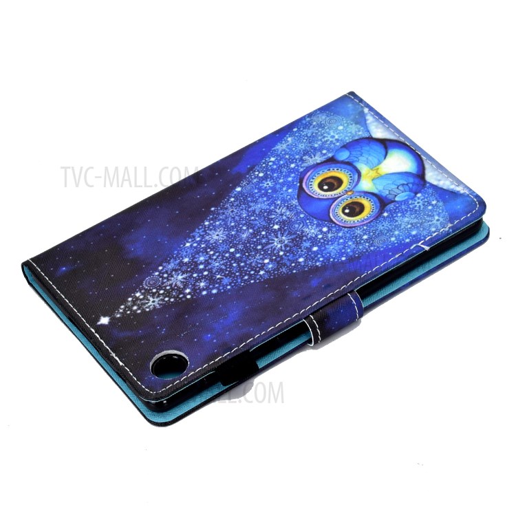 Stitching Leather with Card Holder Tablet Cover with Pattern Printing for Huawei MatePad T10/T10S - Blue Owl-5