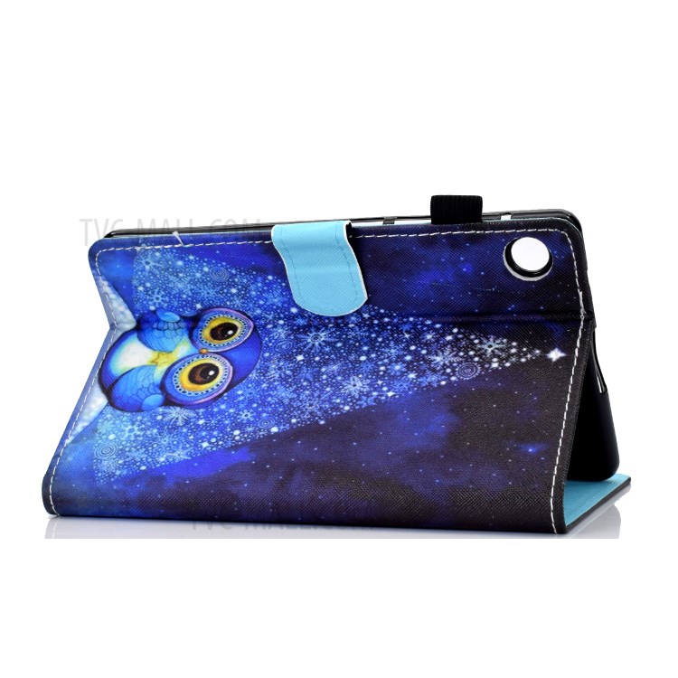 Stitching Leather with Card Holder Tablet Cover with Pattern Printing for Huawei MatePad T10/T10S - Blue Owl-6