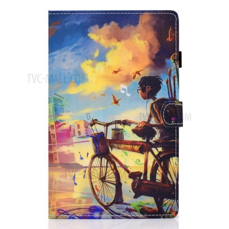 Stitching Leather with Card Holder Tablet Cover with Pattern Printing for Huawei MatePad T10/T10S - Bike and Boy-2