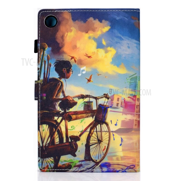 Stitching Leather with Card Holder Tablet Cover with Pattern Printing for Huawei MatePad T10/T10S - Bike and Boy-3