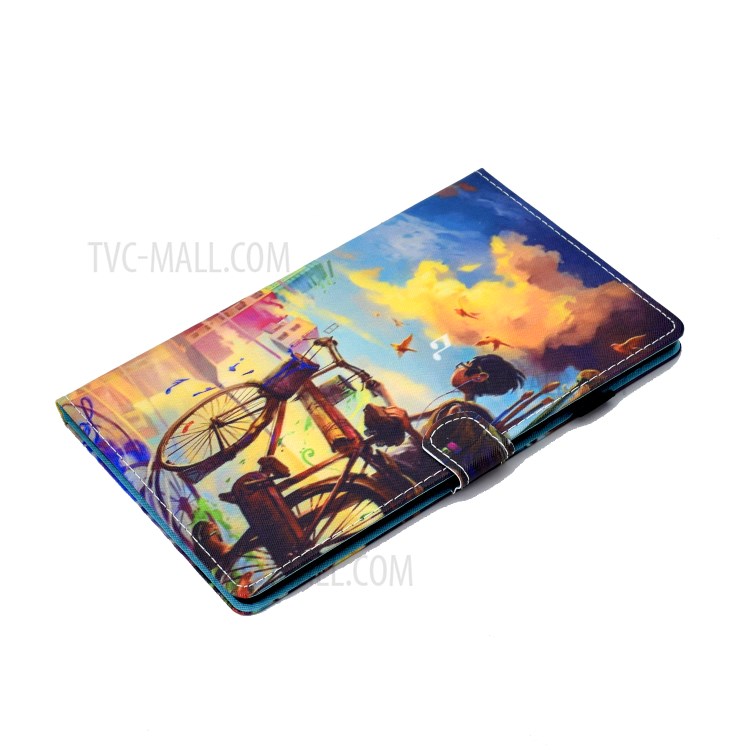 Stitching Leather with Card Holder Tablet Cover with Pattern Printing for Huawei MatePad T10/T10S - Bike and Boy-5