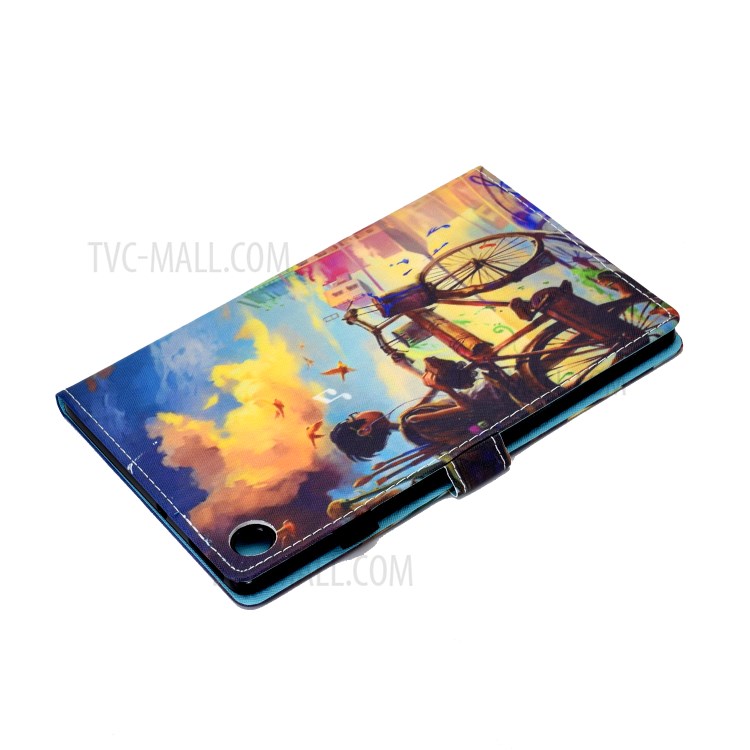 Stitching Leather with Card Holder Tablet Cover with Pattern Printing for Huawei MatePad T10/T10S - Bike and Boy-6