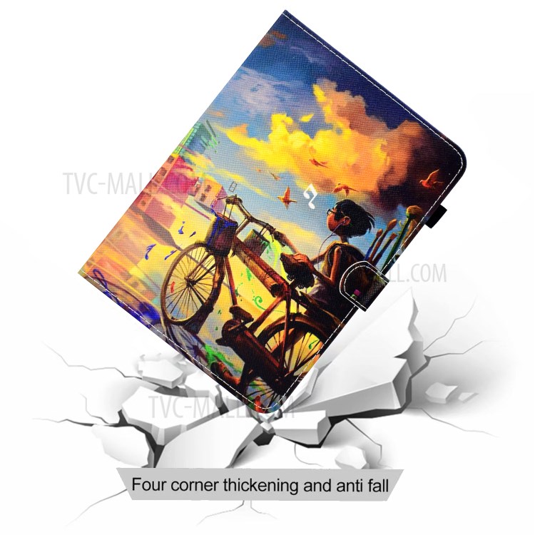 Stitching Leather with Card Holder Tablet Cover with Pattern Printing for Huawei MatePad T10/T10S - Bike and Boy-7