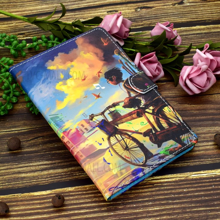 Stitching Leather with Card Holder Tablet Cover with Pattern Printing for Huawei MatePad T10/T10S - Bike and Boy-8