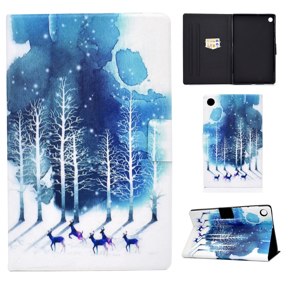 Pattern Printing Leather Stand for Huawei MatePad T10S/T10 Tablet Shell - Trees and Elks-1