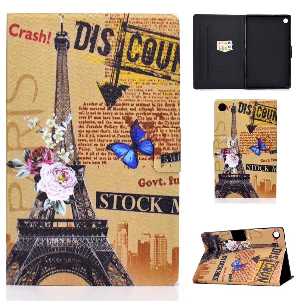Pattern Printing Leather Stand for Huawei MatePad T10S/T10 Tablet Shell - Eiffel Tower-1
