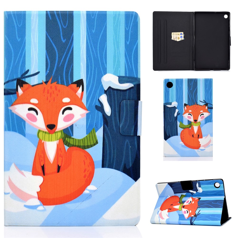 Pattern Printing Leather Stand for Huawei MatePad T10S/T10 Tablet Shell - Fox-1