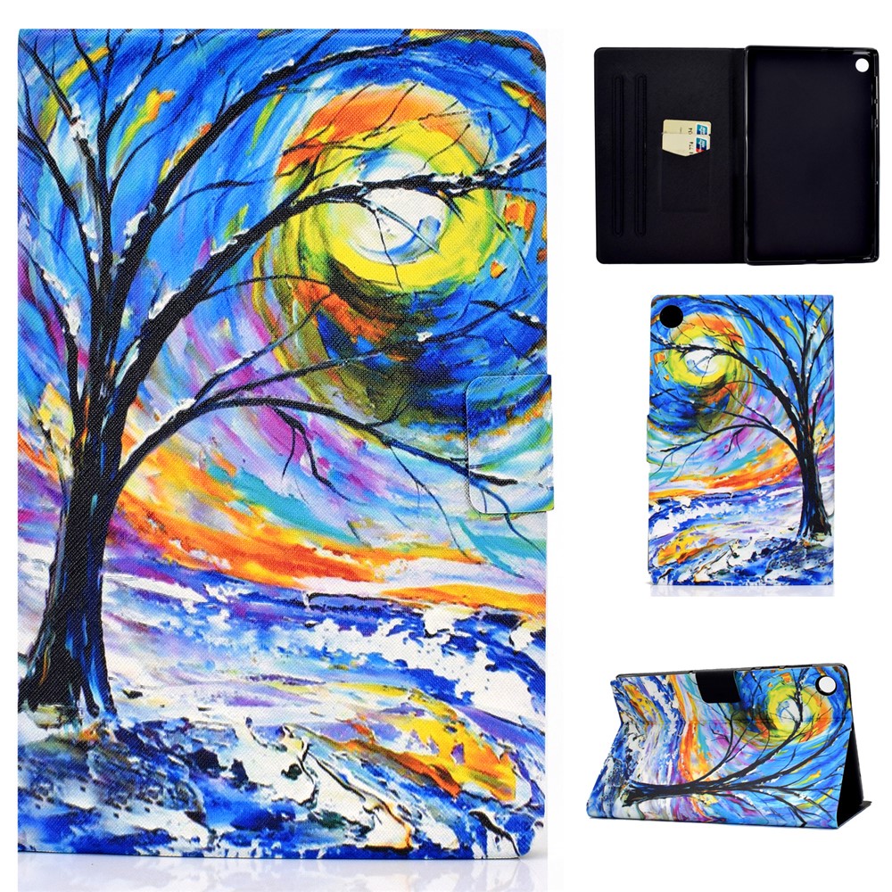 Pattern Printing Leather Stand for Huawei MatePad T10S/T10 Tablet Shell - Tree-1