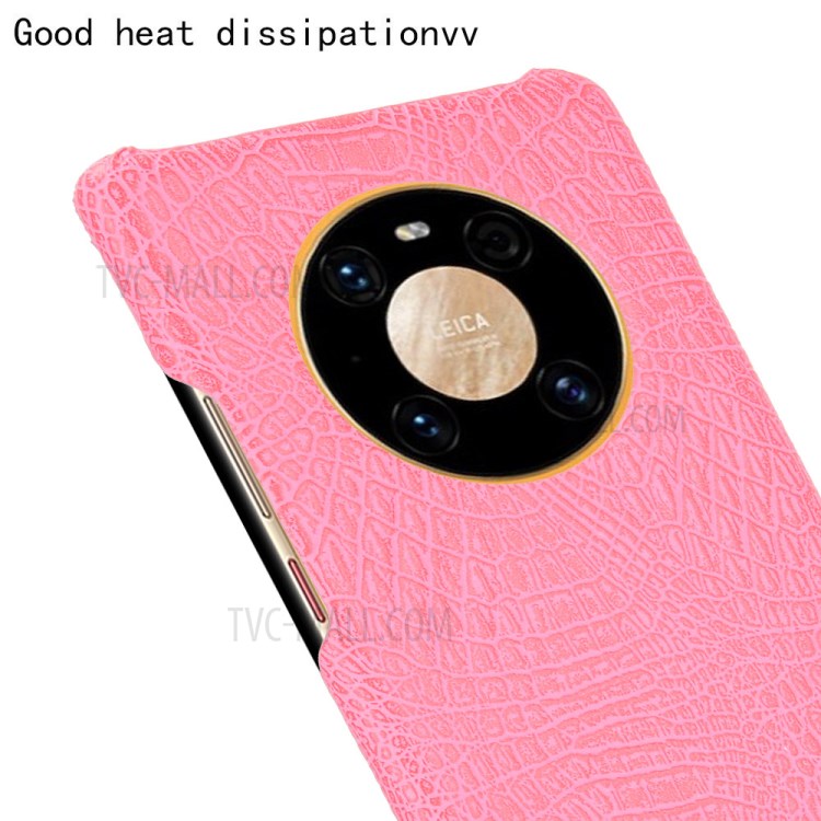 Crocodile Texture PC + PU Leather Phone Case Cover for Huawei Mate 40 Pro - Pink-5