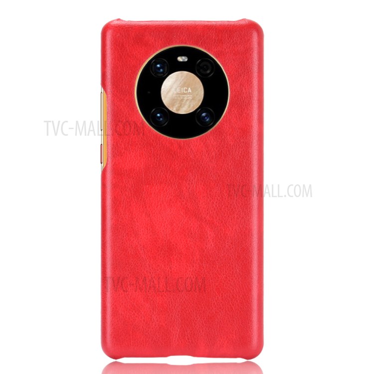 Shell de PC Recubierto de Piel de Cuero Litchi Para Huawei Mate 40 Pro - Rojo-2