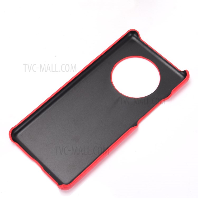 Litchi Leather Skin Coated PC Phone Shell for Huawei Mate 40 Pro - Red-5