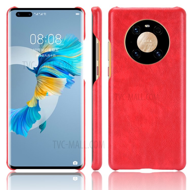 Litchi Texture PU Leather+PC Phone Cover for Huawei Mate 40 Pro Plus - Red-1