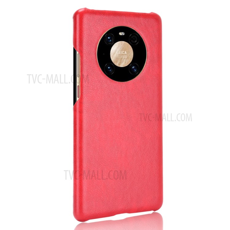 Litchi Texture PU Leather+PC Phone Cover for Huawei Mate 40 Pro Plus - Red-3