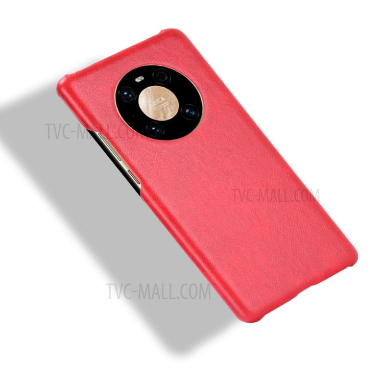 Litchi Texture PU Leather+PC Phone Cover for Huawei Mate 40 Pro Plus - Red-4