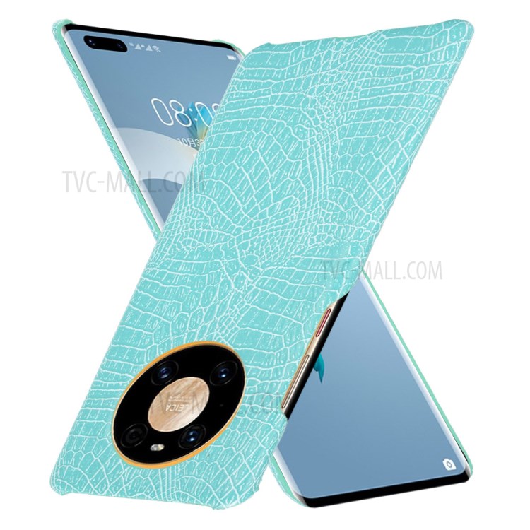 Crocodile Texture Hard Case PU Leather Coated Plastic Cover for Huawei Mate 40 Pro+ - Green-1