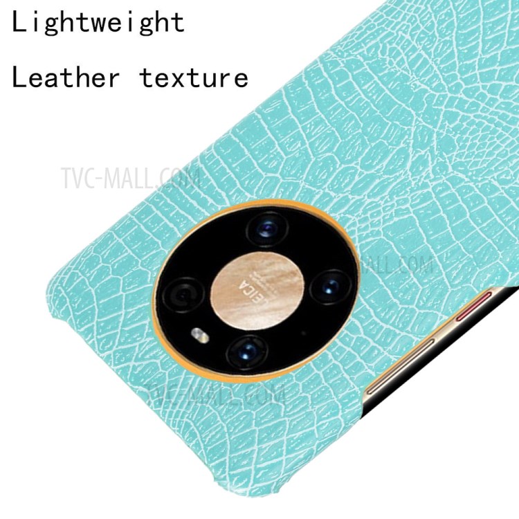 Crocodile Texture Hard Case PU Leather Coated Plastic Cover for Huawei Mate 40 Pro+ - Green-3