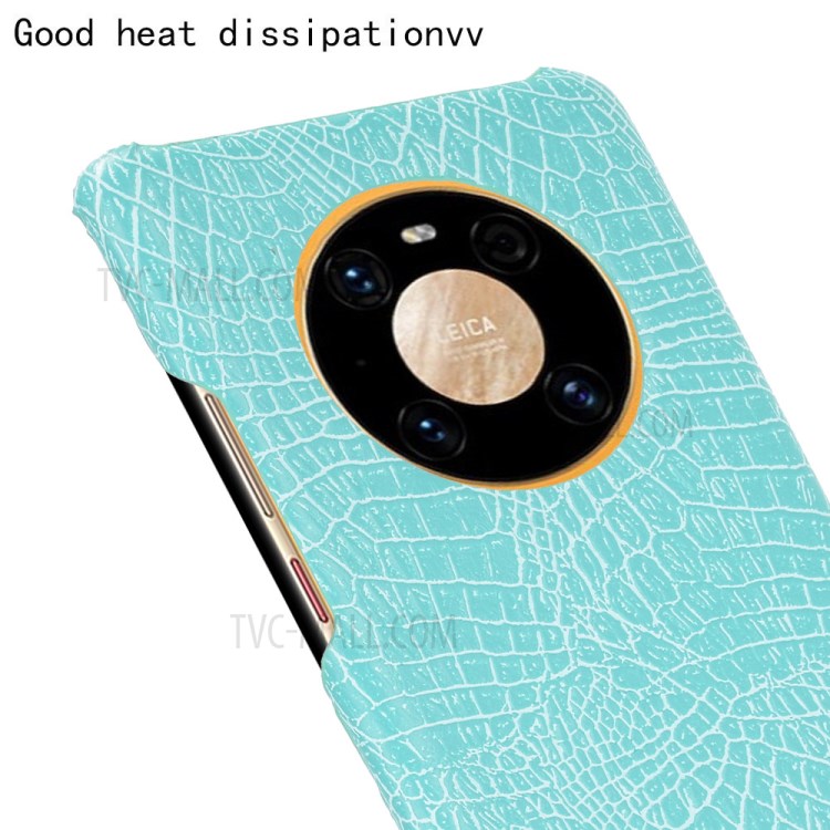 Crocodile Texture Hard Case PU Leather Coated Plastic Cover for Huawei Mate 40 Pro+ - Green-5